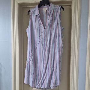 St. John's Bay Multicolor Striped Shirtdress With Pockets.